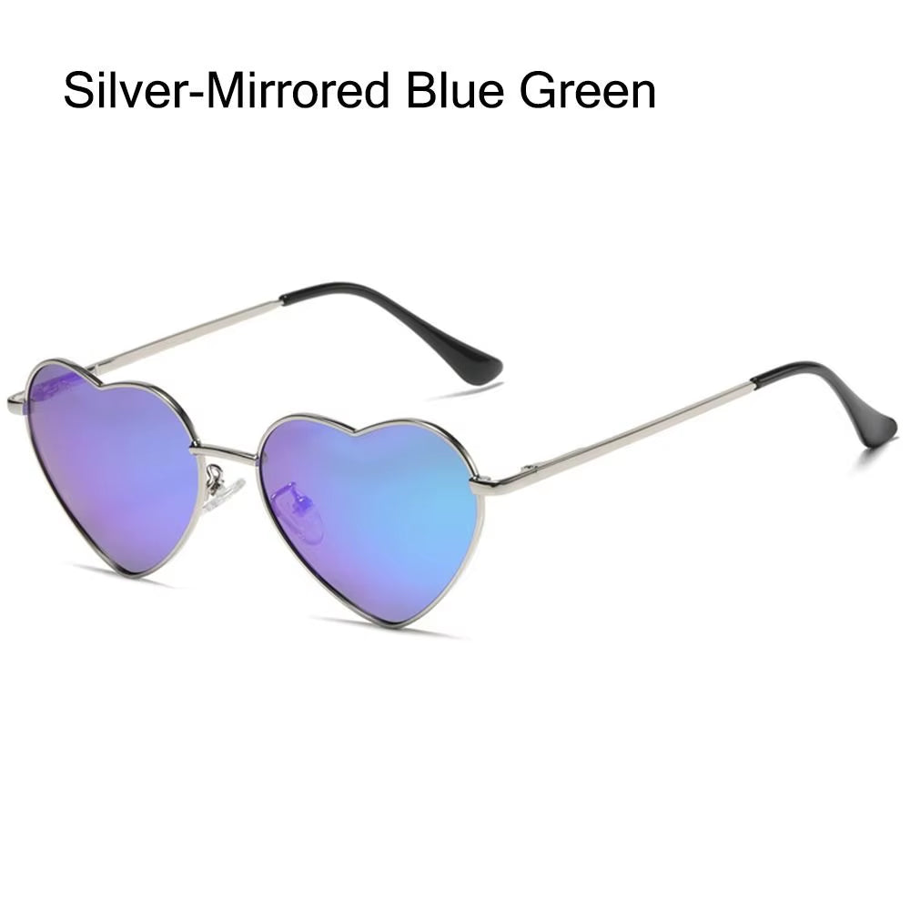 Fashion Heart-Shaped Sunglasses for Women Retro Metal Frame Colorful Sun Glasses Lovely Shades Vintage 90S Glasses