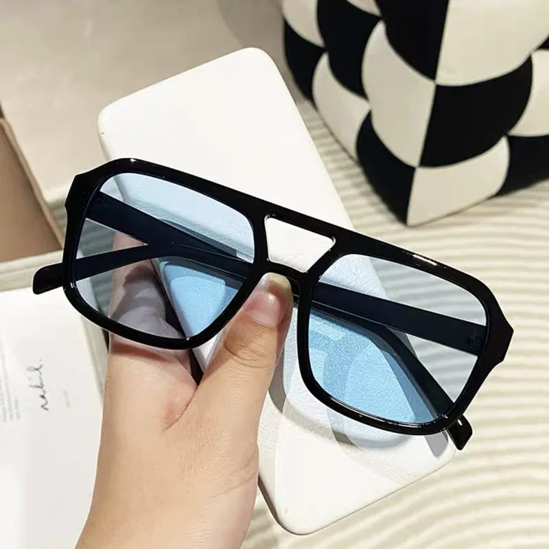2024 Vintage Oversized Sunglasses Fashion Men Women Square Shades Eyewear Trendy Ins Popular Brand Design UV400 Sun Glasses
