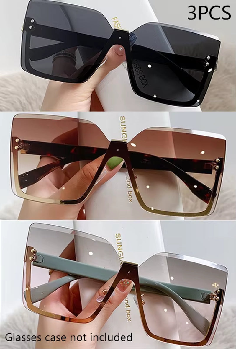 New European and American Style Half-Frame Metal Sunglasses Fashion Slim Women'S Sunglasses Anti-Uv Glasses