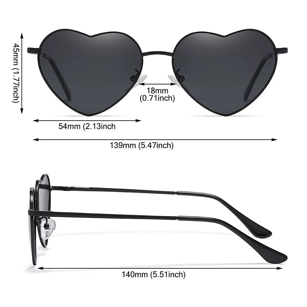 Fashion Heart-Shaped Sunglasses for Women Retro Metal Frame Colorful Sun Glasses Lovely Shades Vintage 90S Glasses