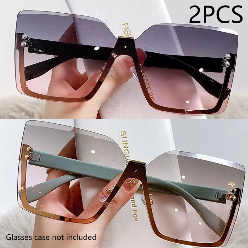 New European and American Style Half-Frame Metal Sunglasses Fashion Slim Women'S Sunglasses Anti-Uv Glasses