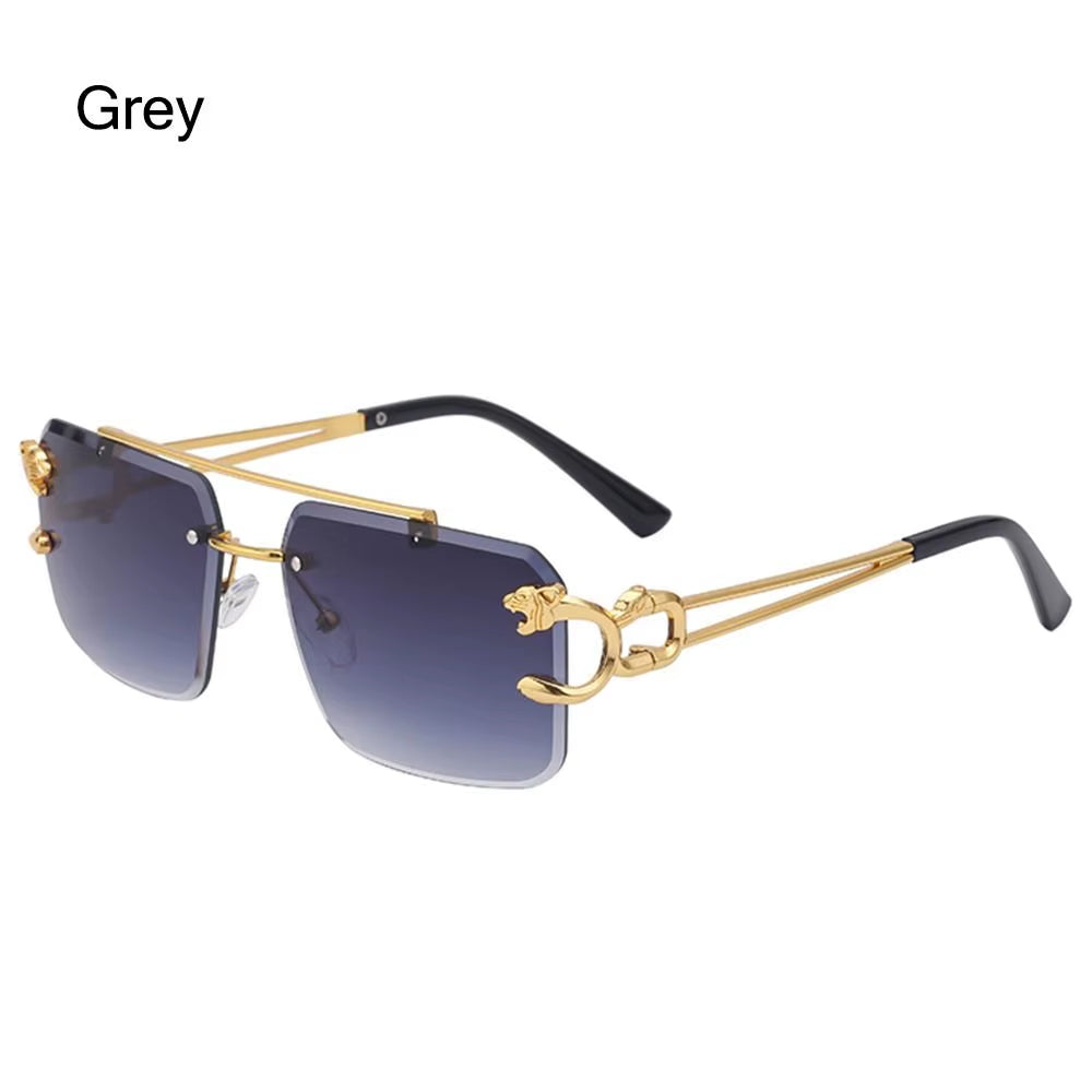 Fashion Rimless Designer Square Double Bridge Sun Glasses Vintage Women Men Sunglasses Gradient UV400 Eyeglasses Shades 2025