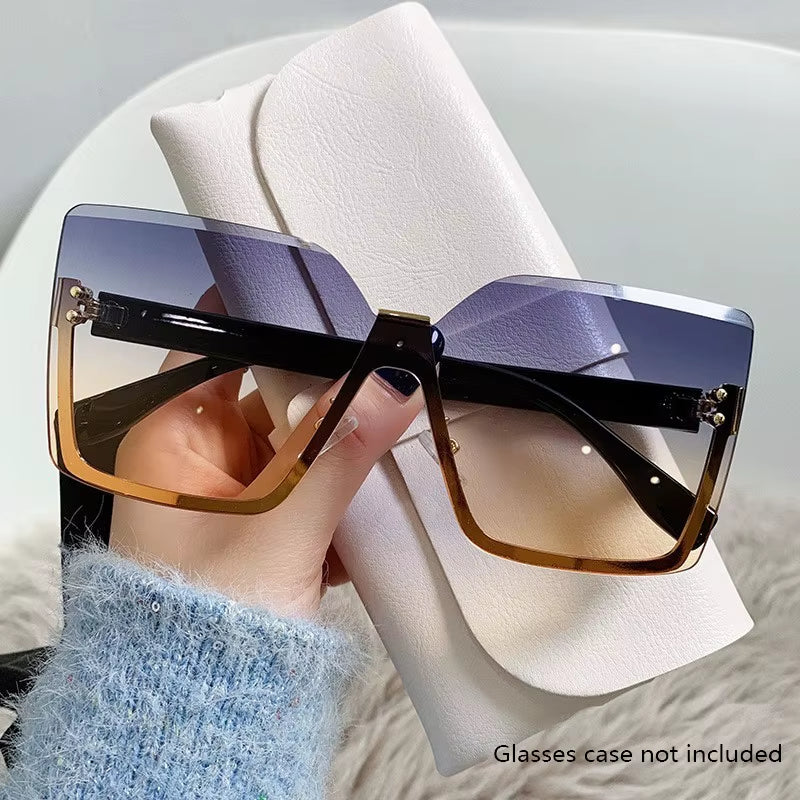New European and American Style Half-Frame Metal Sunglasses Fashion Slim Women'S Sunglasses Anti-Uv Glasses