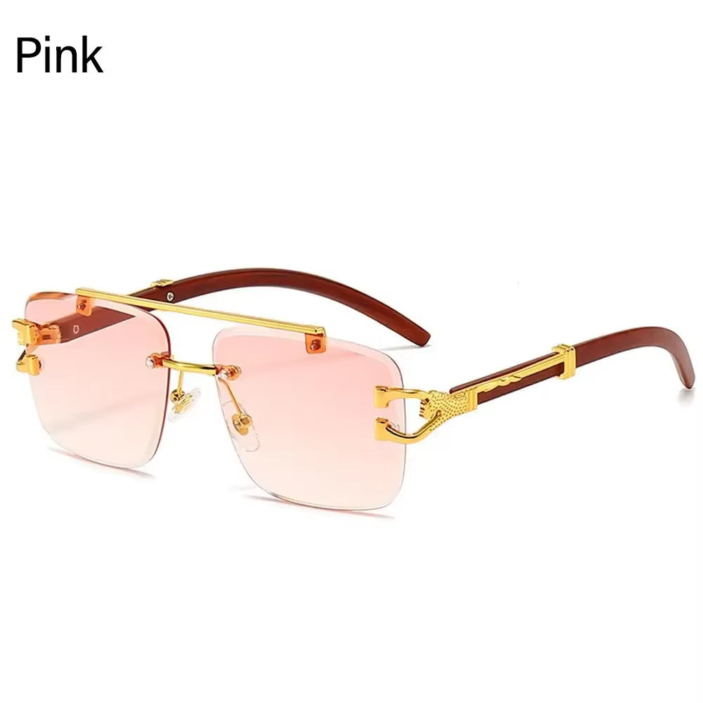 Fashion Rimless Designer Square Double Bridge Sun Glasses Vintage Women Men Sunglasses Gradient UV400 Eyeglasses Shades 2025