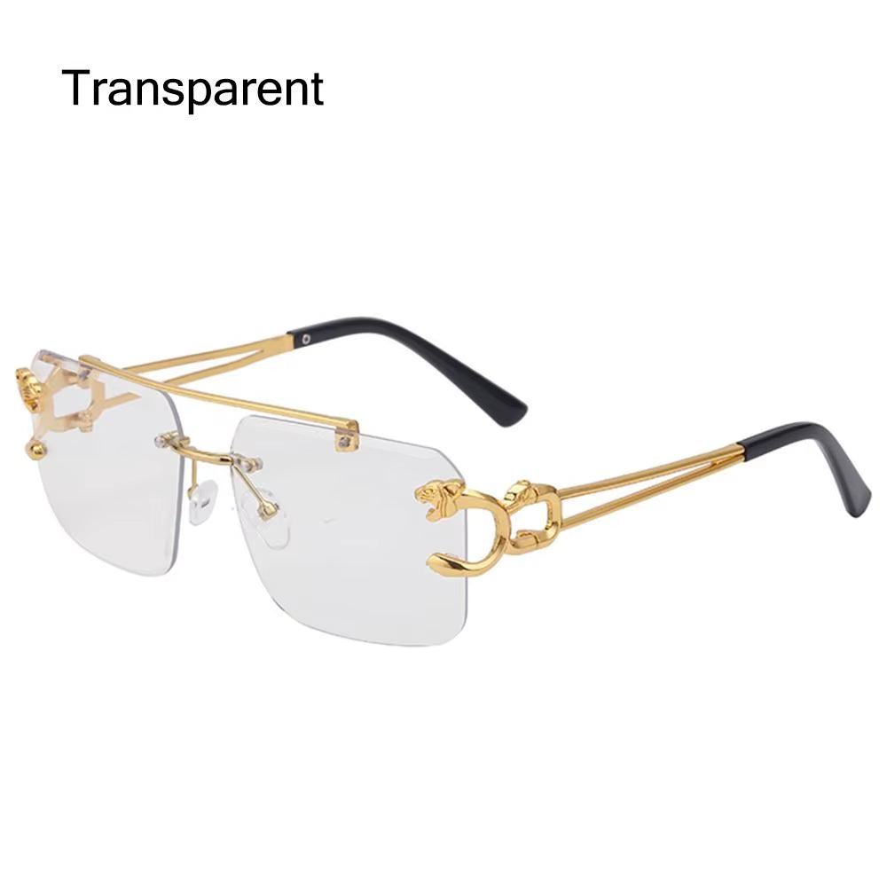 Fashion Rimless Designer Square Double Bridge Sun Glasses Vintage Women Men Sunglasses Gradient UV400 Eyeglasses Shades 2025