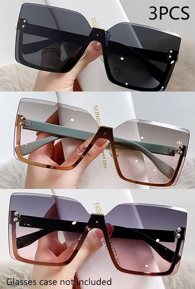 New European and American Style Half-Frame Metal Sunglasses Fashion Slim Women'S Sunglasses Anti-Uv Glasses