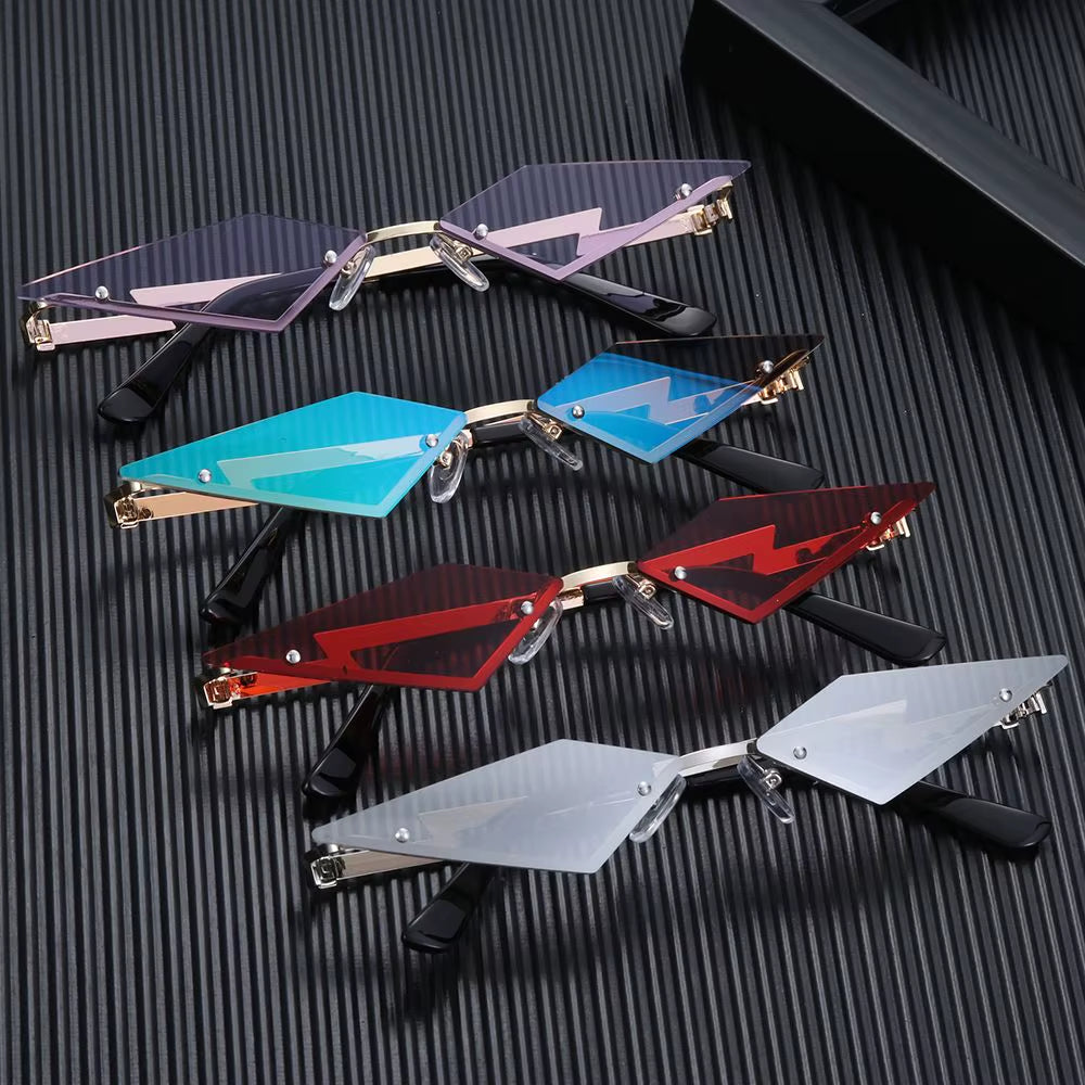Diamond Shape Rimless True Film Sun Glasses Gafas UV400 Trending Narrow Eyewear Streetwear Okulary Sunglasses Women Oculos