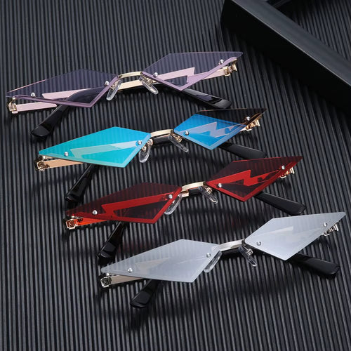 Diamond Shape Rimless True Film Sun Glasses Gafas UV400 Trending Narrow Eyewear Streetwear Okulary Sunglasses Women Oculos