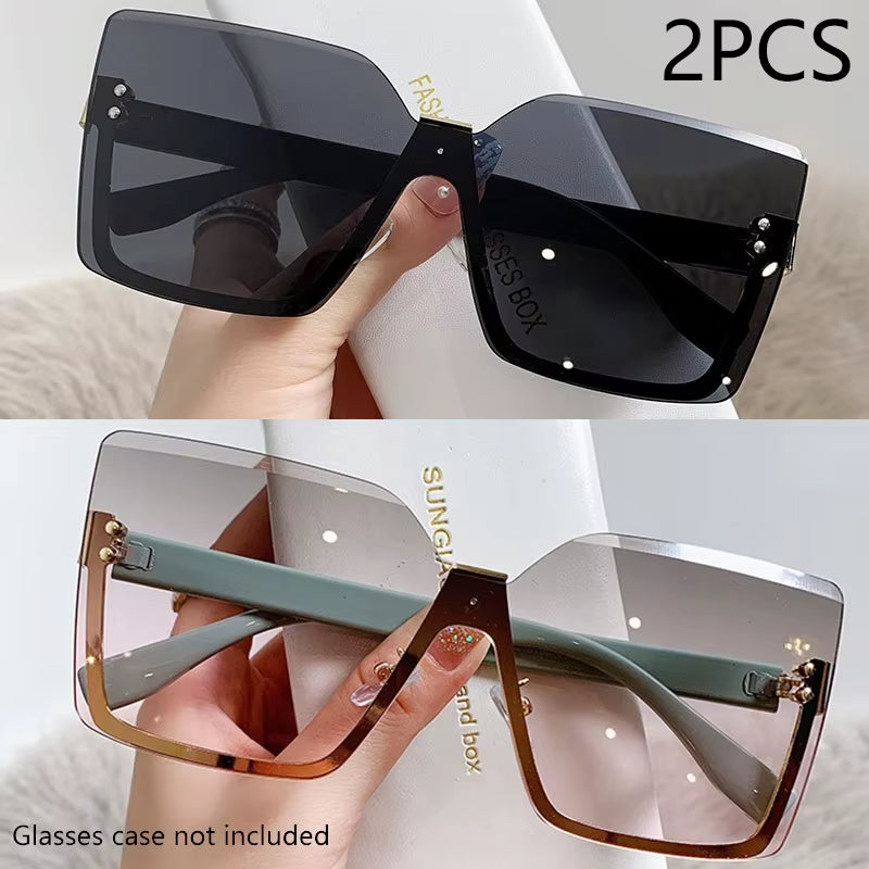 New European and American Style Half-Frame Metal Sunglasses Fashion Slim Women'S Sunglasses Anti-Uv Glasses