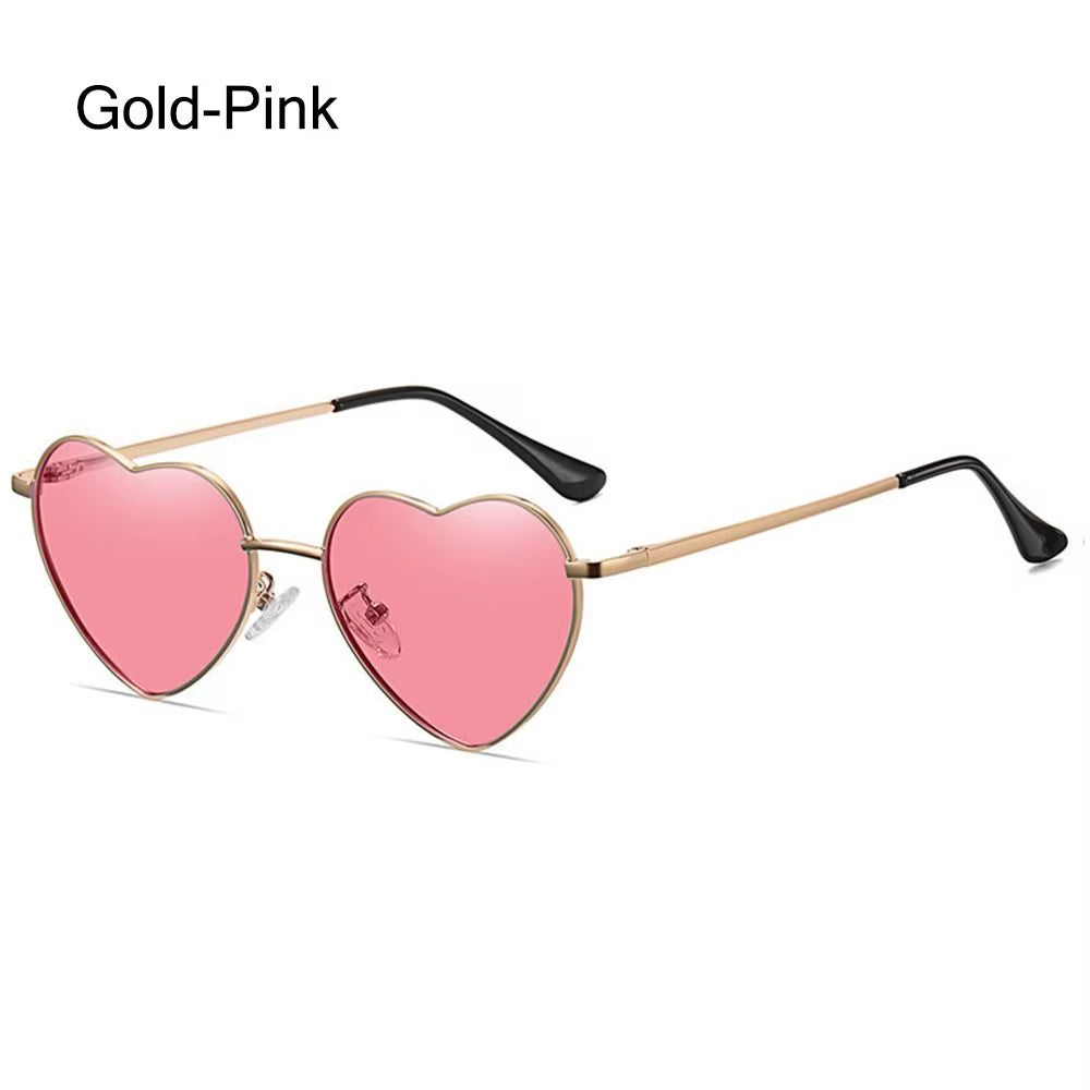 Fashion Heart-Shaped Sunglasses for Women Retro Metal Frame Colorful Sun Glasses Lovely Shades Vintage 90S Glasses