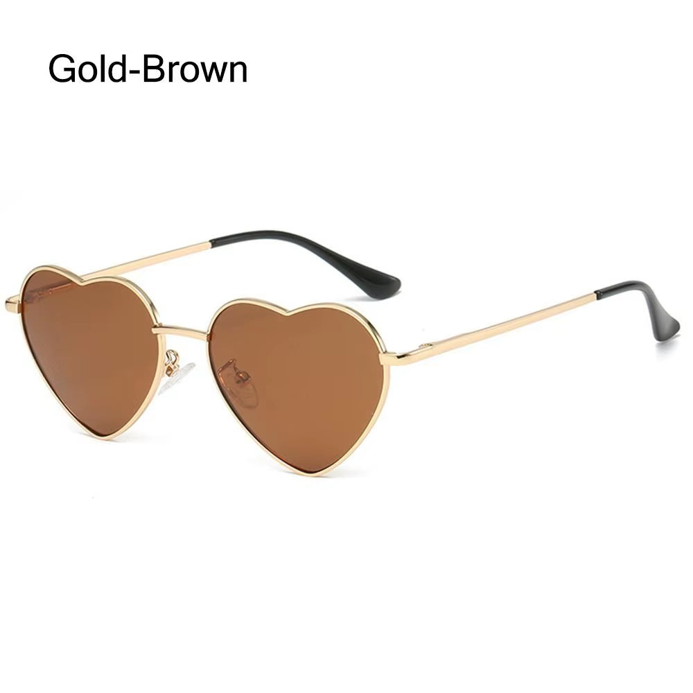 Fashion Heart-Shaped Sunglasses for Women Retro Metal Frame Colorful Sun Glasses Lovely Shades Vintage 90S Glasses
