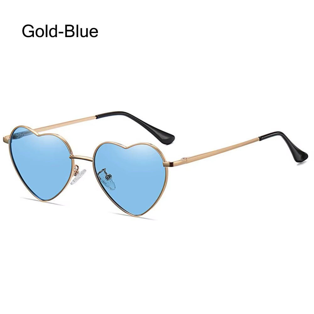 Fashion Heart-Shaped Sunglasses for Women Retro Metal Frame Colorful Sun Glasses Lovely Shades Vintage 90S Glasses