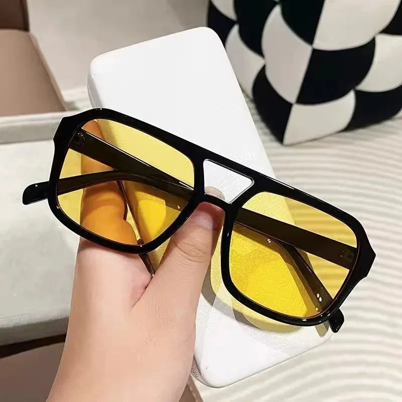 2024 Vintage Oversized Sunglasses Fashion Men Women Square Shades Eyewear Trendy Ins Popular Brand Design UV400 Sun Glasses