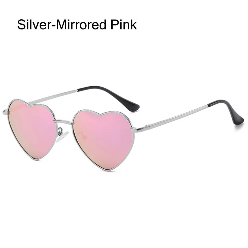 Fashion Heart-Shaped Sunglasses for Women Retro Metal Frame Colorful Sun Glasses Lovely Shades Vintage 90S Glasses
