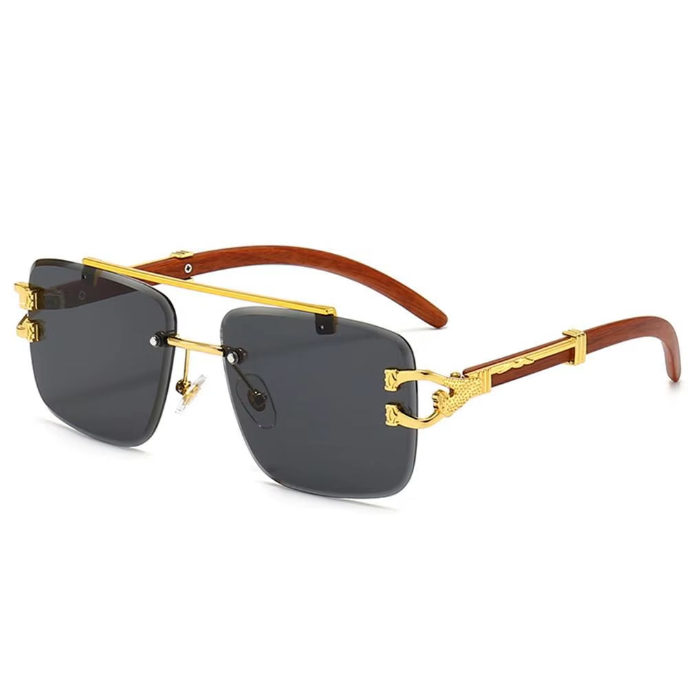 Fashion Rimless Designer Square Double Bridge Sun Glasses Vintage Women Men Sunglasses Gradient UV400 Eyeglasses Shades 2025