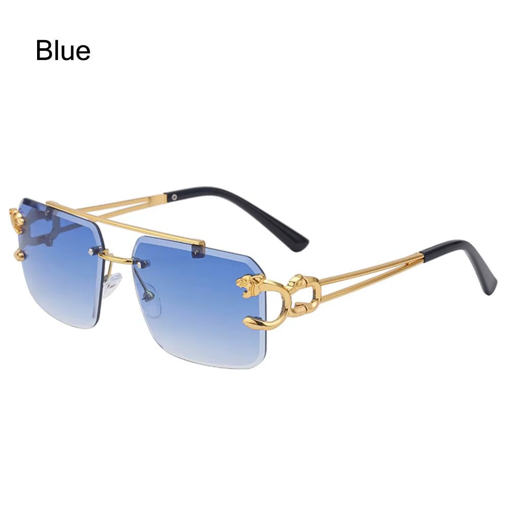 Fashion Rimless Designer Square Double Bridge Sun Glasses Vintage Women Men Sunglasses Gradient UV400 Eyeglasses Shades 2025