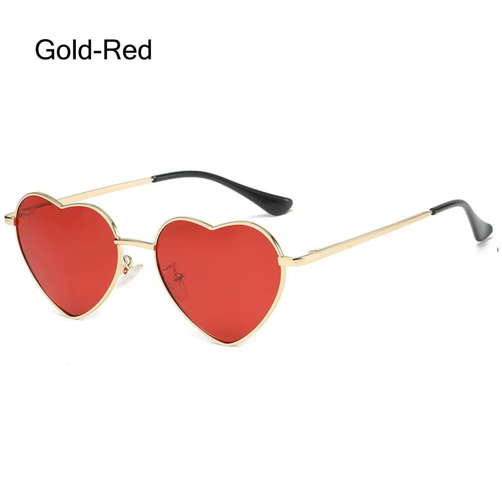 Fashion Heart-Shaped Sunglasses for Women Retro Metal Frame Colorful Sun Glasses Lovely Shades Vintage 90S Glasses