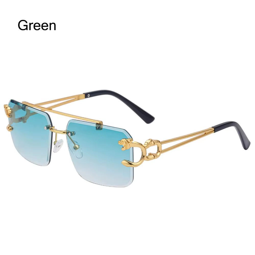 Fashion Rimless Designer Square Double Bridge Sun Glasses Vintage Women Men Sunglasses Gradient UV400 Eyeglasses Shades 2025