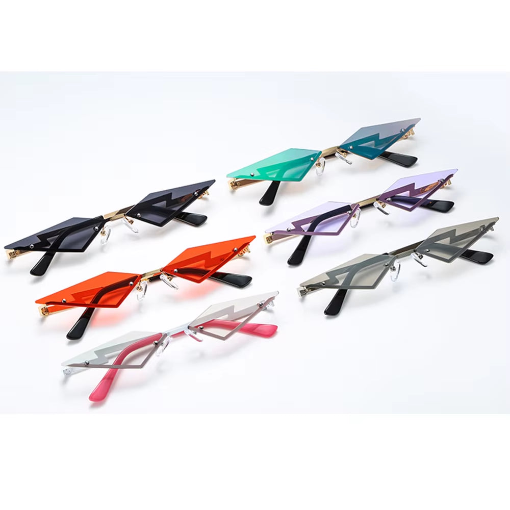 Diamond Shape Rimless True Film Sun Glasses Gafas UV400 Trending Narrow Eyewear Streetwear Okulary Sunglasses Women Oculos