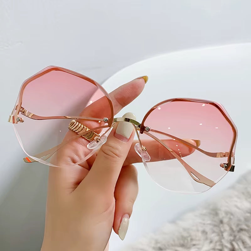 2023 Exquisite Borderless Trim Sunglasses Retro Color Gradient Sunglasses Unisex Mountaineering Cycling Glasses Summer