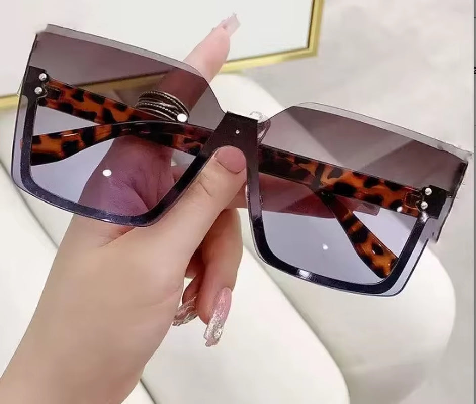 New European and American Style Half-Frame Metal Sunglasses Fashion Slim Women'S Sunglasses Anti-Uv Glasses