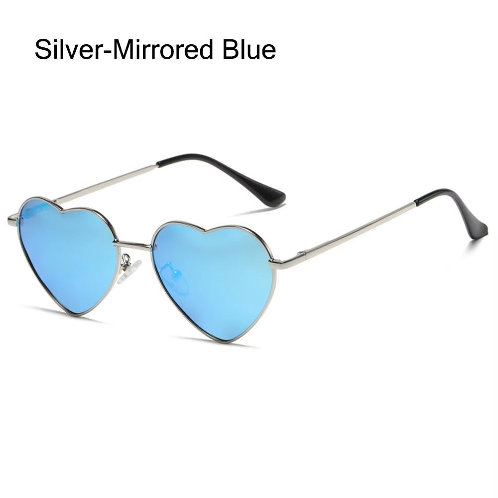 Fashion Heart-Shaped Sunglasses for Women Retro Metal Frame Colorful Sun Glasses Lovely Shades Vintage 90S Glasses