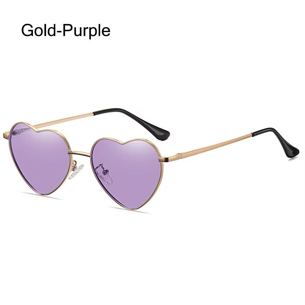 Fashion Heart-Shaped Sunglasses for Women Retro Metal Frame Colorful Sun Glasses Lovely Shades Vintage 90S Glasses