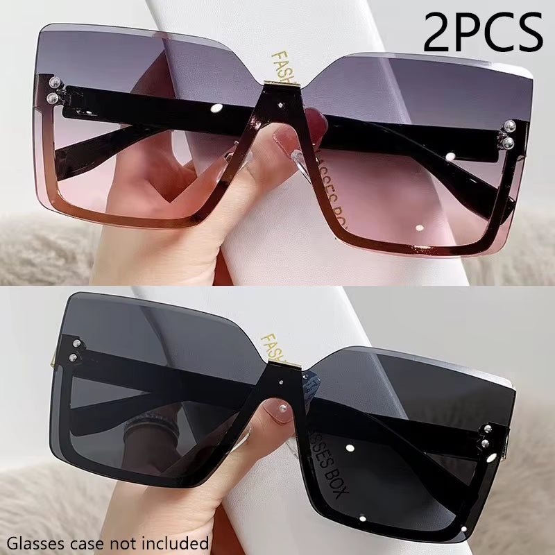 New European and American Style Half-Frame Metal Sunglasses Fashion Slim Women'S Sunglasses Anti-Uv Glasses