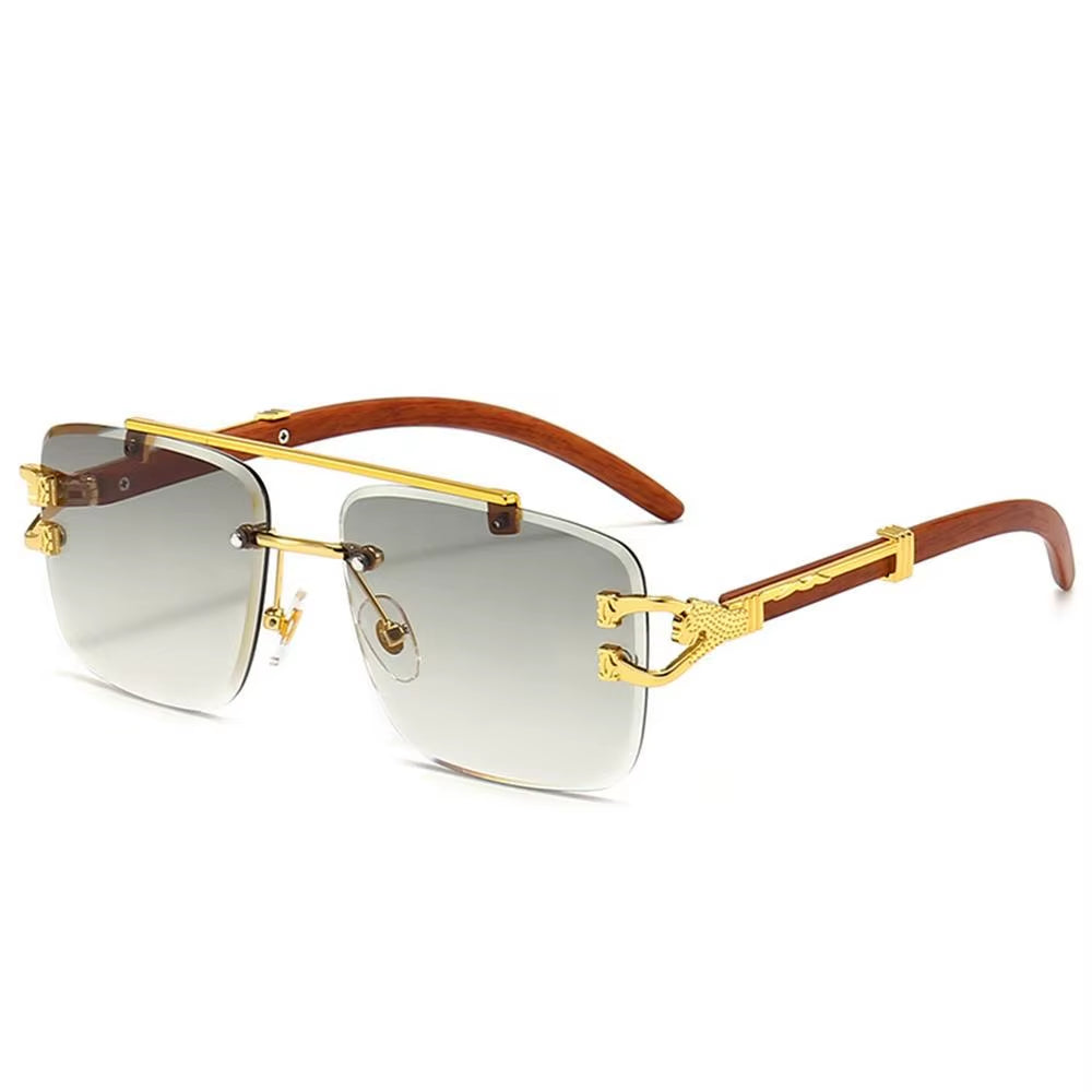 Fashion Rimless Designer Square Double Bridge Sun Glasses Vintage Women Men Sunglasses Gradient UV400 Eyeglasses Shades 2025