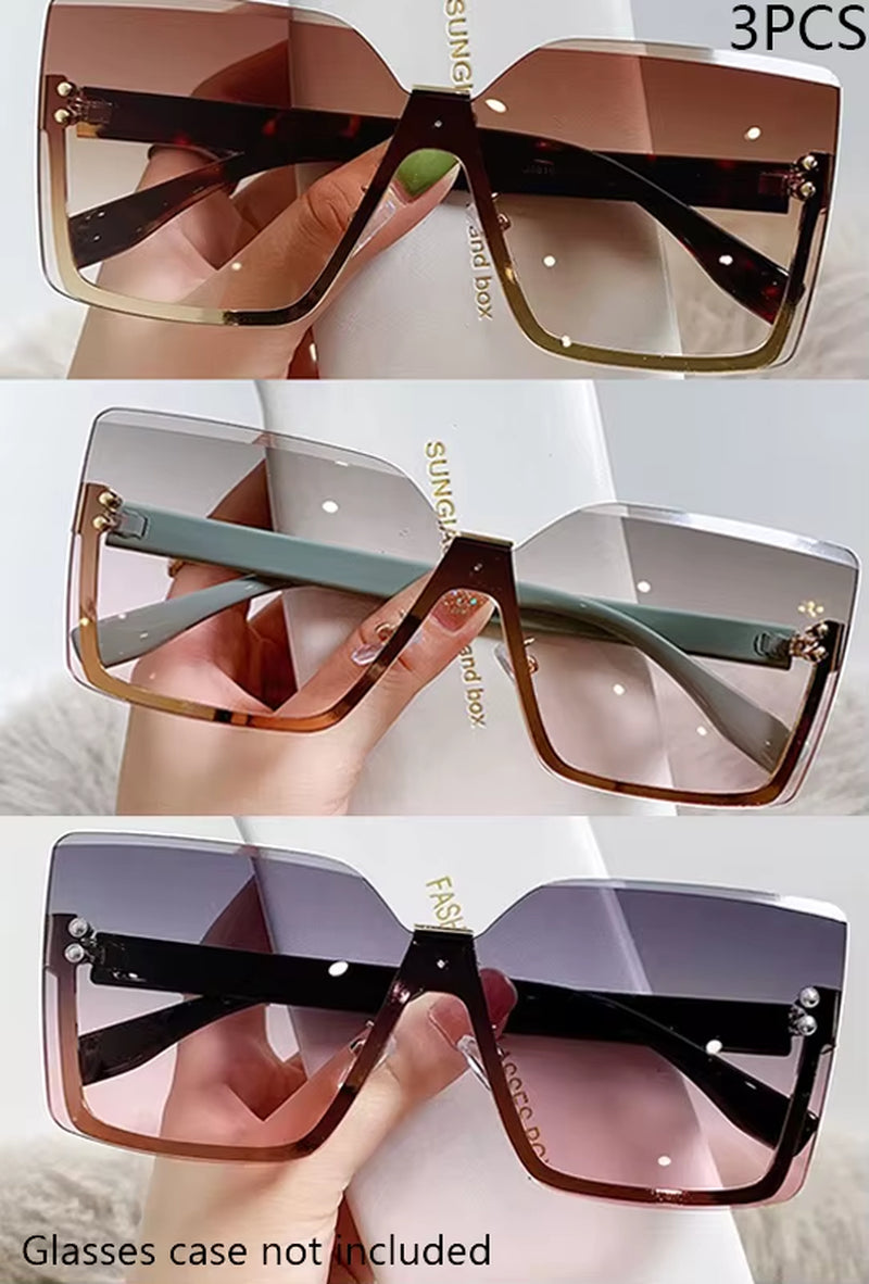 New European and American Style Half-Frame Metal Sunglasses Fashion Slim Women'S Sunglasses Anti-Uv Glasses