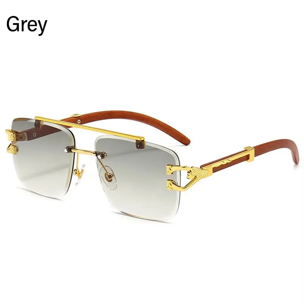 Fashion Rimless Designer Square Double Bridge Sun Glasses Vintage Women Men Sunglasses Gradient UV400 Eyeglasses Shades 2025
