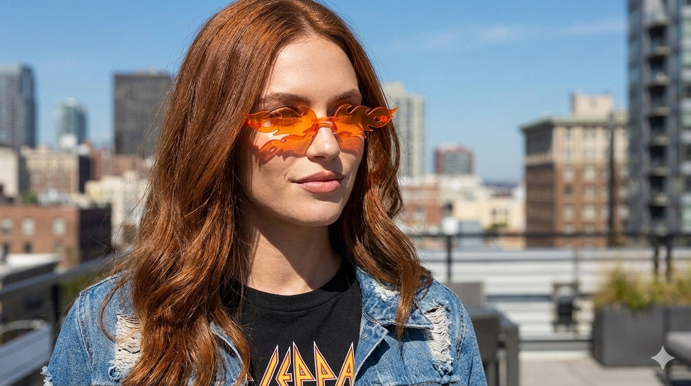 Diamond and Flame Shape Rimless True Film Sun Glasses