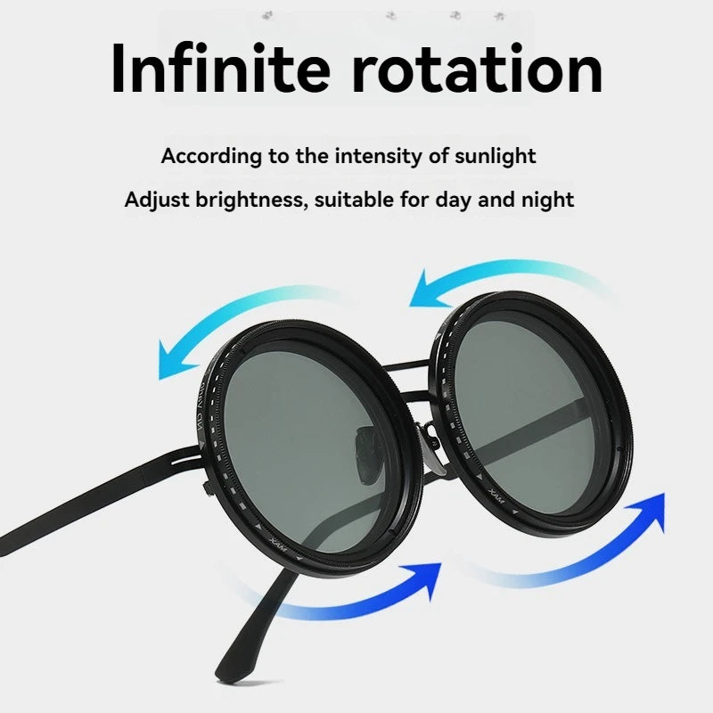 9Gears ND Adjustable Sunglasses UV400 Fishing Shades round Polarized Adjustable Tint Dimming Sunglasses with Built-In ND Filter