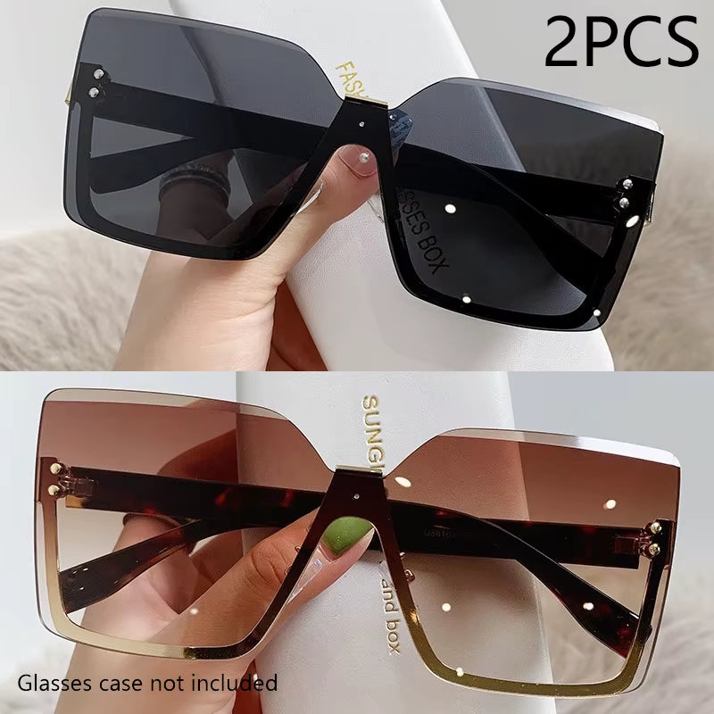 New European and American Style Half-Frame Metal Sunglasses Fashion Slim Women'S Sunglasses Anti-Uv Glasses