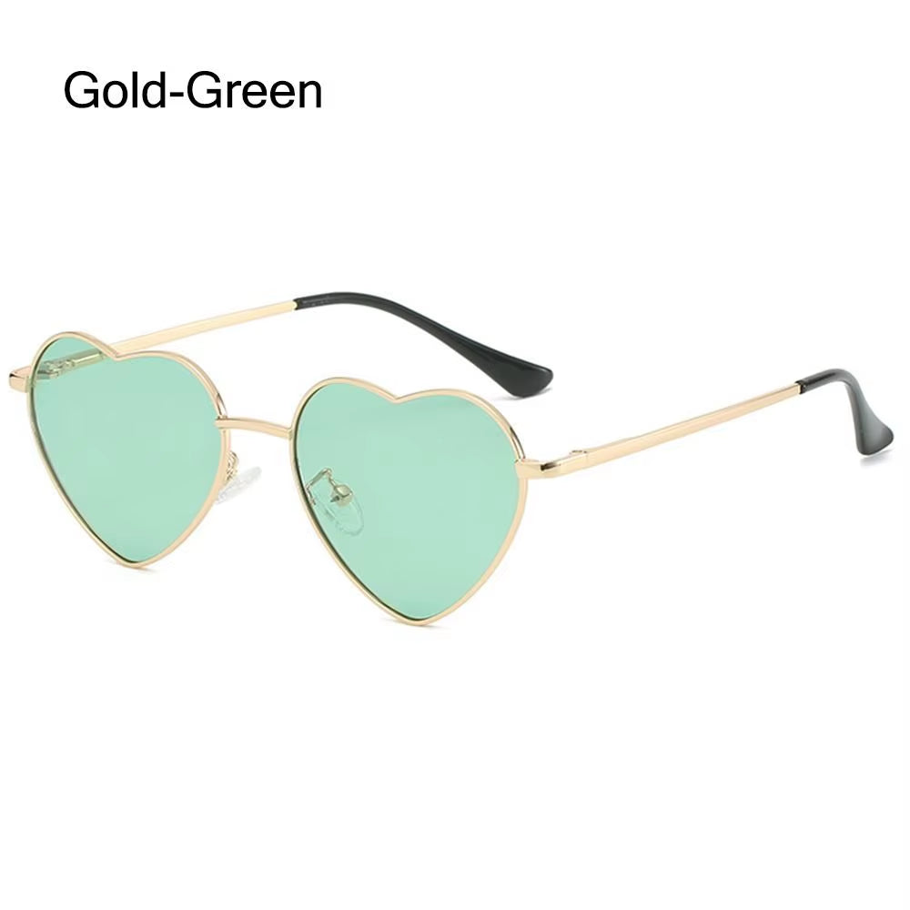 Fashion Heart-Shaped Sunglasses for Women Retro Metal Frame Colorful Sun Glasses Lovely Shades Vintage 90S Glasses