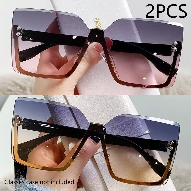 New European and American Style Half-Frame Metal Sunglasses Fashion Slim Women'S Sunglasses Anti-Uv Glasses