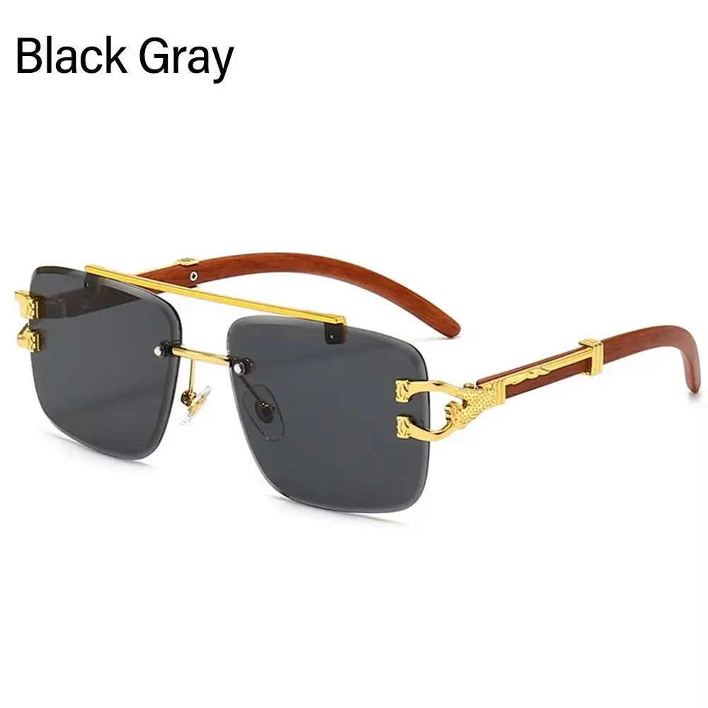 Fashion Rimless Designer Square Double Bridge Sun Glasses Vintage Women Men Sunglasses Gradient UV400 Eyeglasses Shades 2025