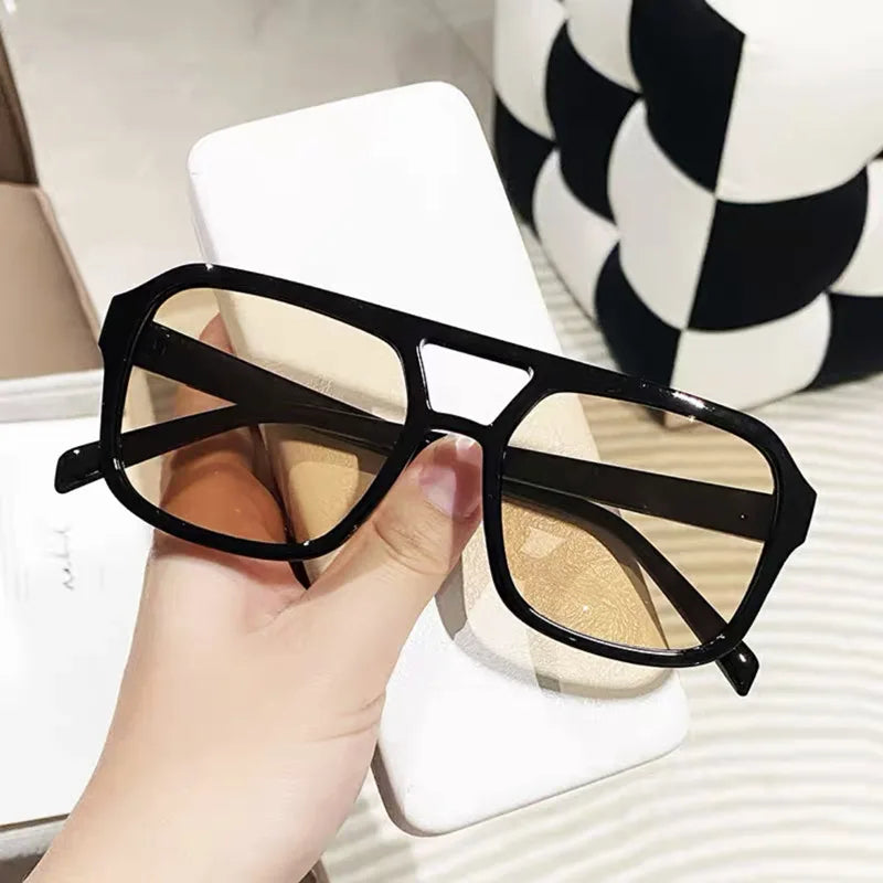 2024 Vintage Oversized Sunglasses Fashion Men Women Square Shades Eyewear Trendy Ins Popular Brand Design UV400 Sun Glasses