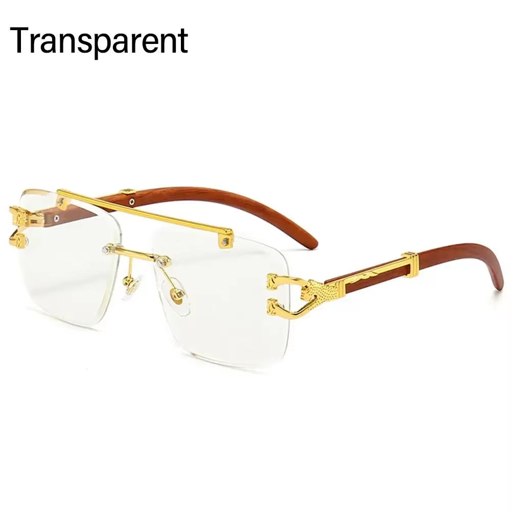 Fashion Rimless Designer Square Double Bridge Sun Glasses Vintage Women Men Sunglasses Gradient UV400 Eyeglasses Shades 2025