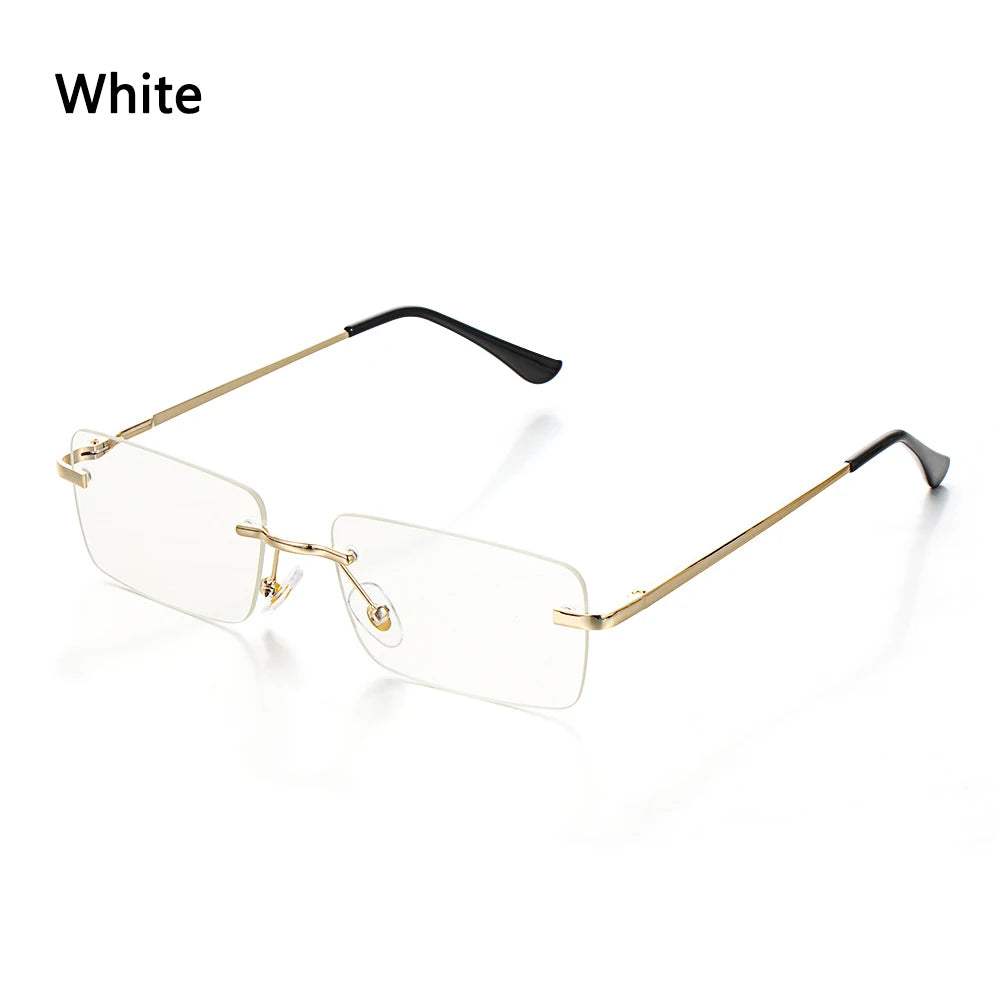 Retro UV400 Fashion Rectangle Rimless Women Sunglasses Unisex Retro Luxury Design Gradient Small Eyewear