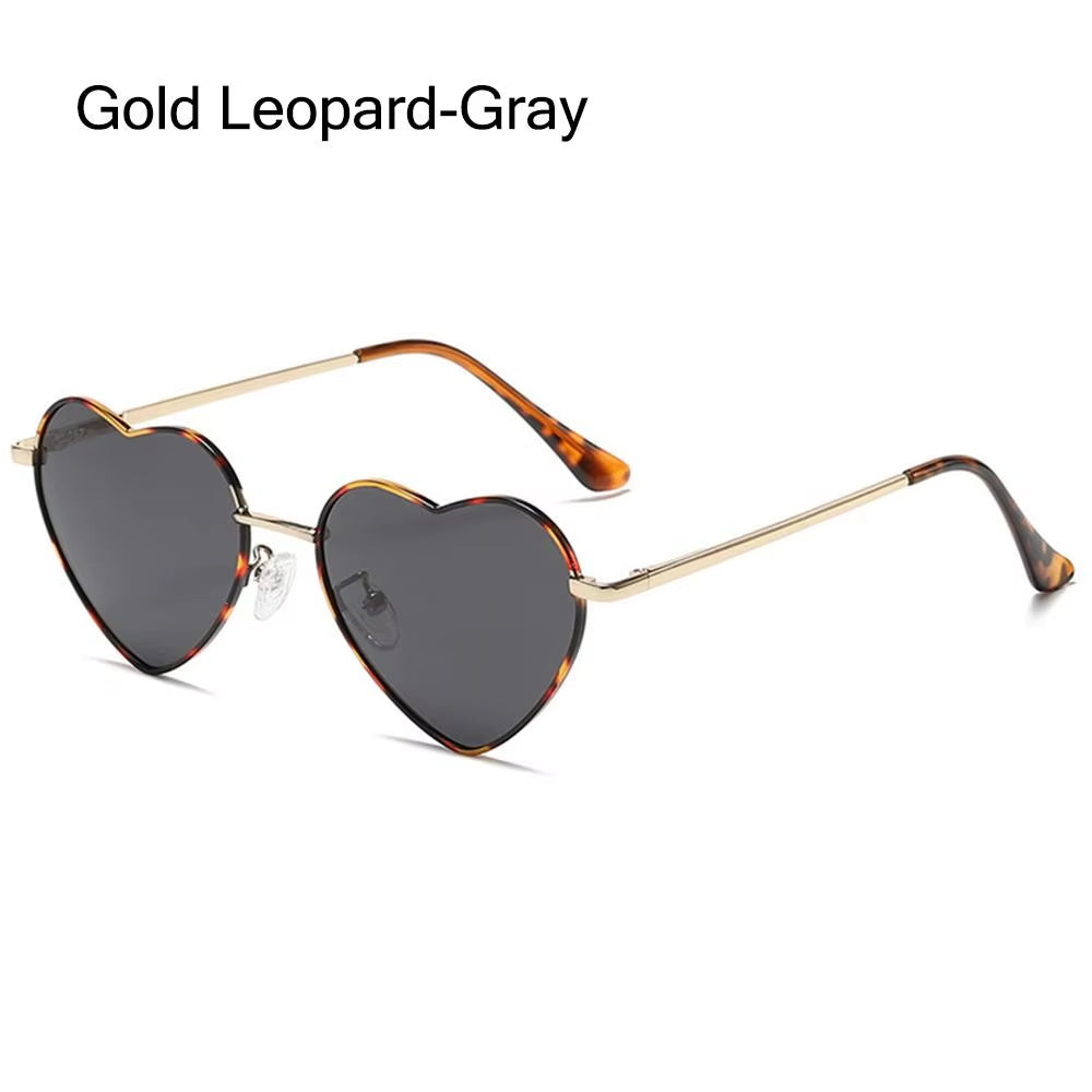 Fashion Heart-Shaped Sunglasses for Women Retro Metal Frame Colorful Sun Glasses Lovely Shades Vintage 90S Glasses