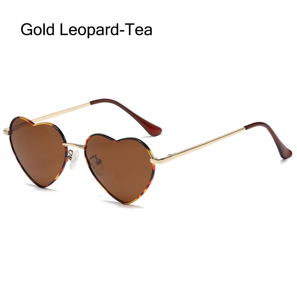 Fashion Heart-Shaped Sunglasses for Women Retro Metal Frame Colorful Sun Glasses Lovely Shades Vintage 90S Glasses