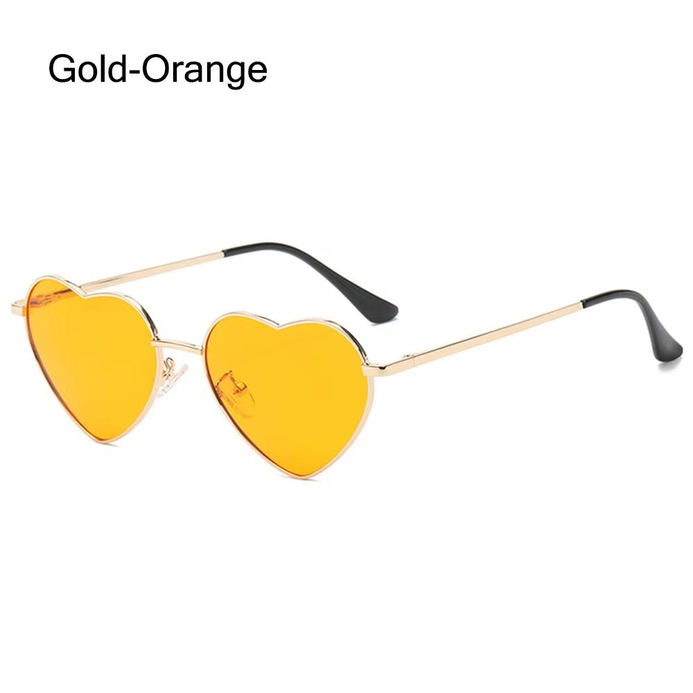 Fashion Heart-Shaped Sunglasses for Women Retro Metal Frame Colorful Sun Glasses Lovely Shades Vintage 90S Glasses
