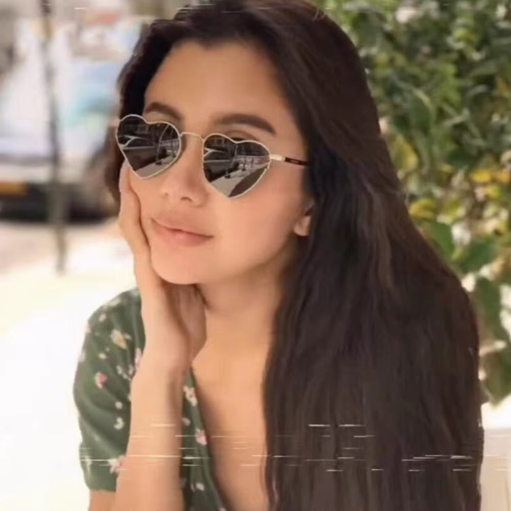 Fashion Heart-Shaped Sunglasses for Women Retro Metal Frame Colorful Sun Glasses Lovely Shades Vintage 90S Glasses