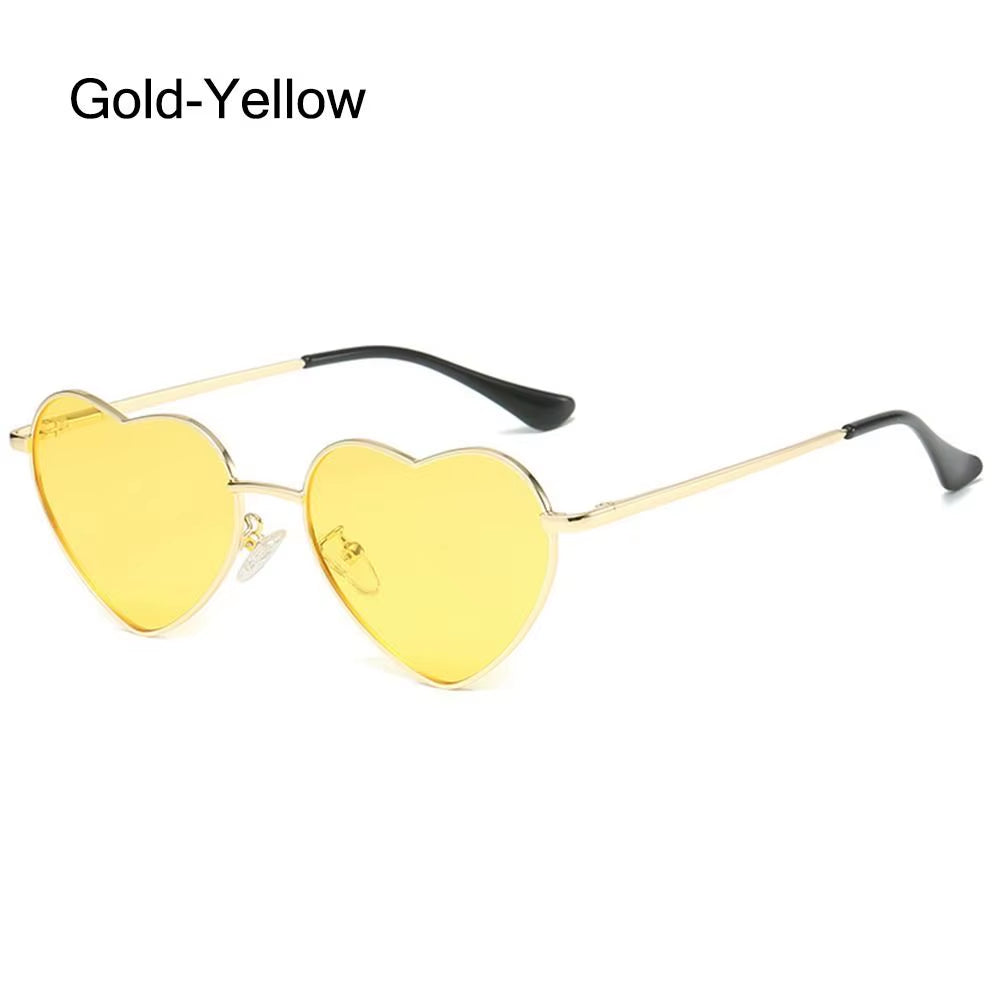 Fashion Heart-Shaped Sunglasses for Women Retro Metal Frame Colorful Sun Glasses Lovely Shades Vintage 90S Glasses