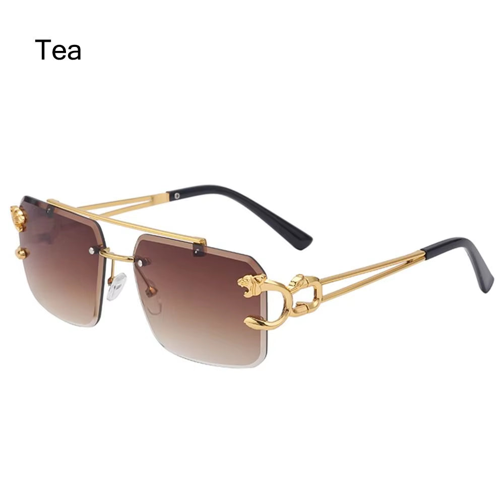 Fashion Rimless Designer Square Double Bridge Sun Glasses Vintage Women Men Sunglasses Gradient UV400 Eyeglasses Shades 2025