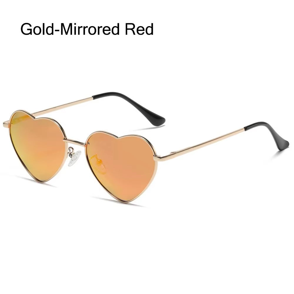 Fashion Heart-Shaped Sunglasses for Women Retro Metal Frame Colorful Sun Glasses Lovely Shades Vintage 90S Glasses