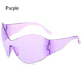 New Steampunk Oversized Sunglasses Trendy Rimless Y2K Shades Sun Glasses for Women/Men UV400 Protection Sport One Piece Eyewear