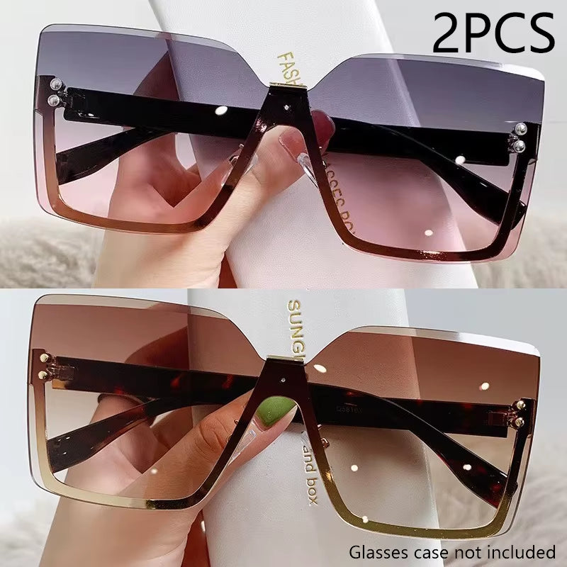 New European and American Style Half-Frame Metal Sunglasses Fashion Slim Women'S Sunglasses Anti-Uv Glasses